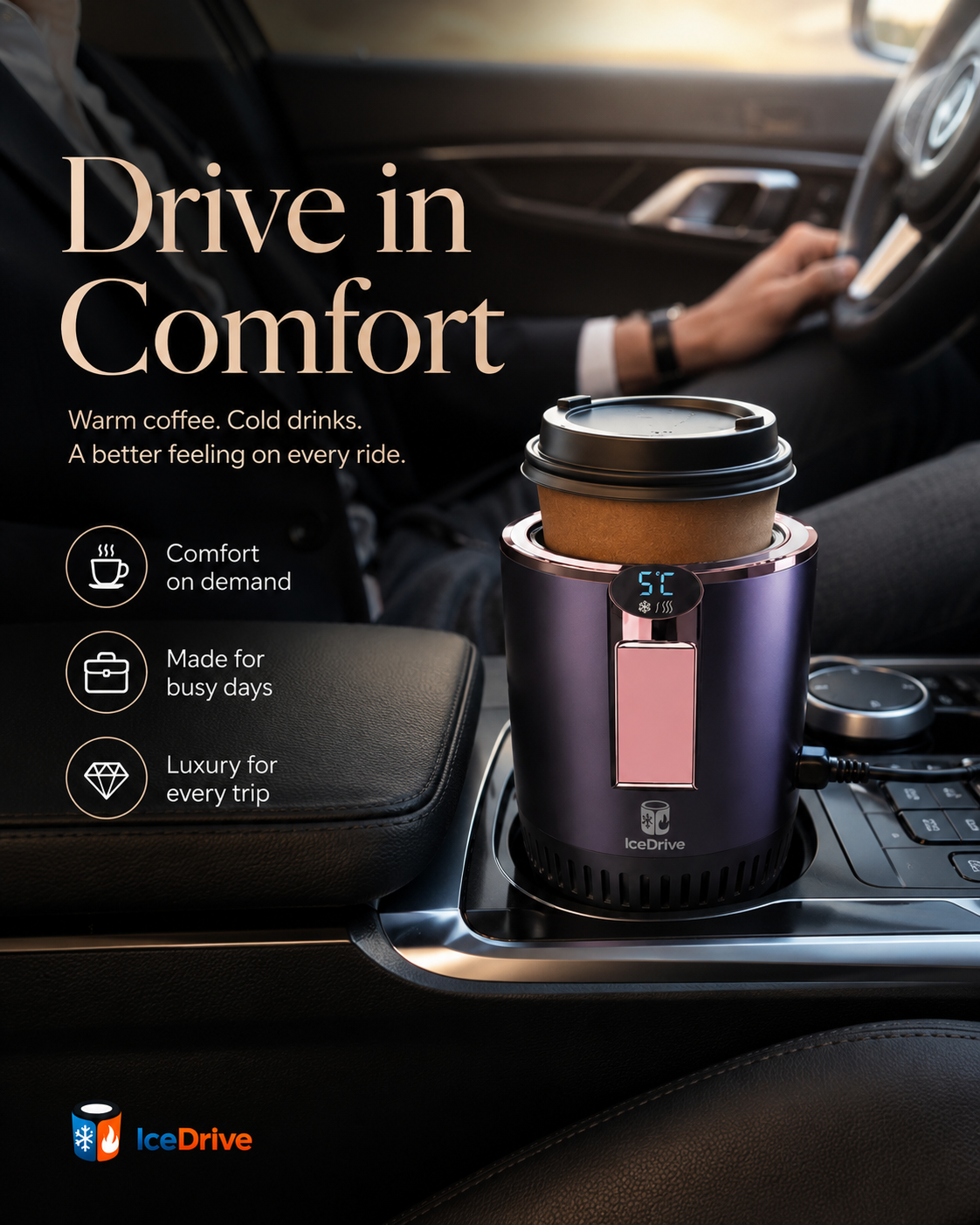 ❄️🔥 IceDrive Pro™ | Smart Car Cup Warmer & Cooler